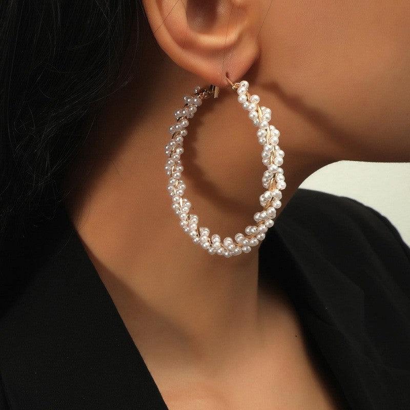 Elegant Pearl Circle Earrings