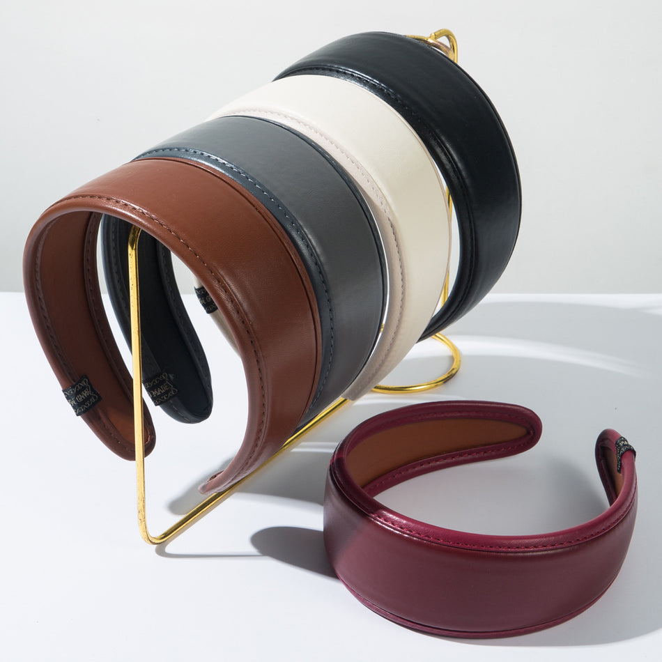 Retro PU Leather Wide Hair Hoop