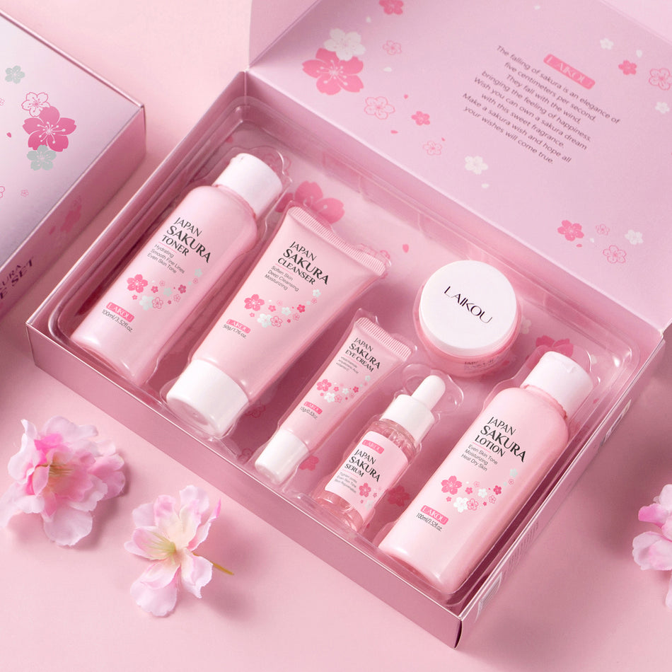 LAIKOU Cherry Blossom 6-Piece Skin Care Set with Eye Cream