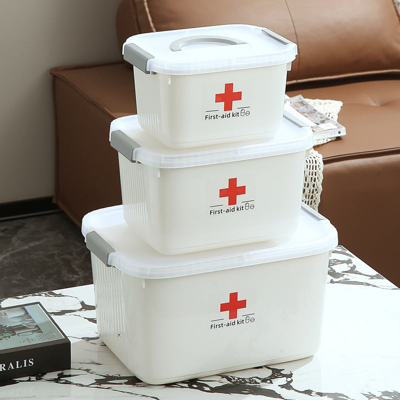Double-Layer Plastic Household Medicine & First Aid Box