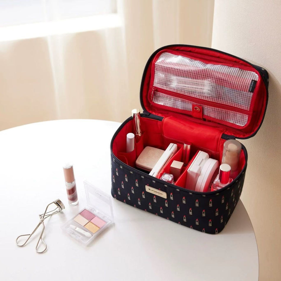 Japanese Embroidered Lipstick Makeup Box – Large Capacity & Portable