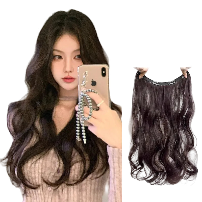 One-Piece Wavy Hair Extensions – Natural Curly Clip-On Wig