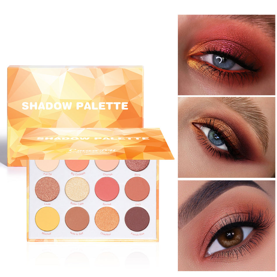 Cmaadu 12-Color Matte Metallic Glitter Eyeshadow Palette