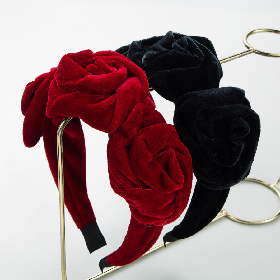 Korean Velvet Flower Luxury Wide Headband