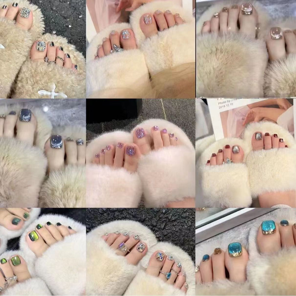 White Fake Toenails – 24pcs Summer Removable Toenail Patch