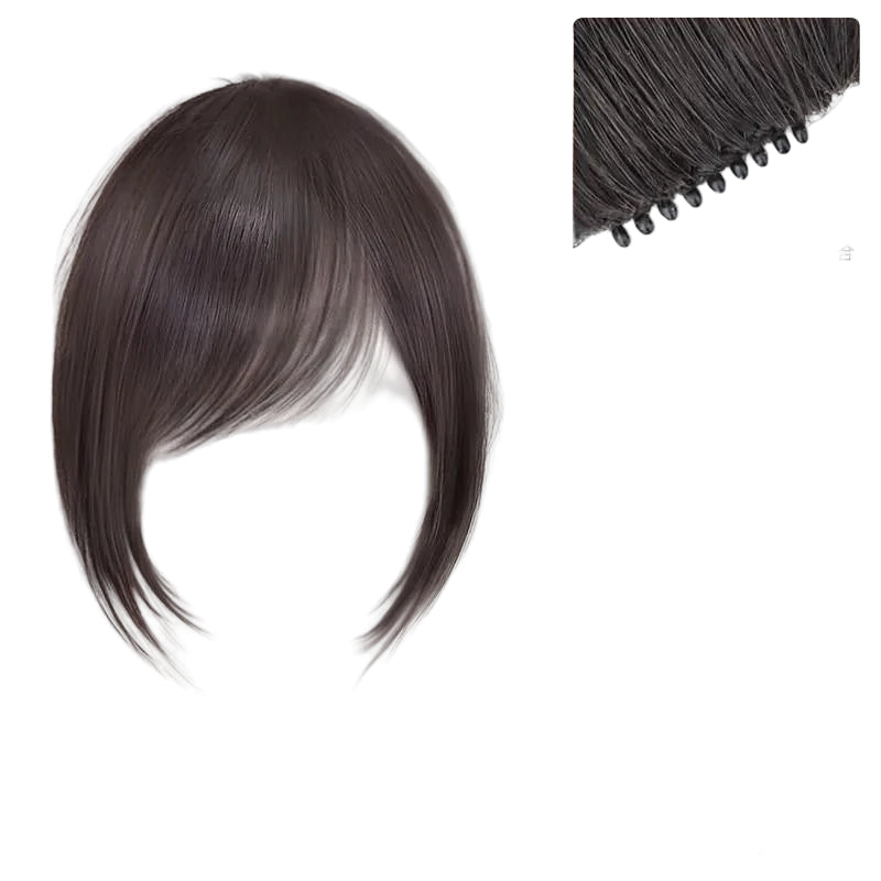 Real Human Hair Diagonal Bangs Wig Japanese Style Fringe Hairpiece