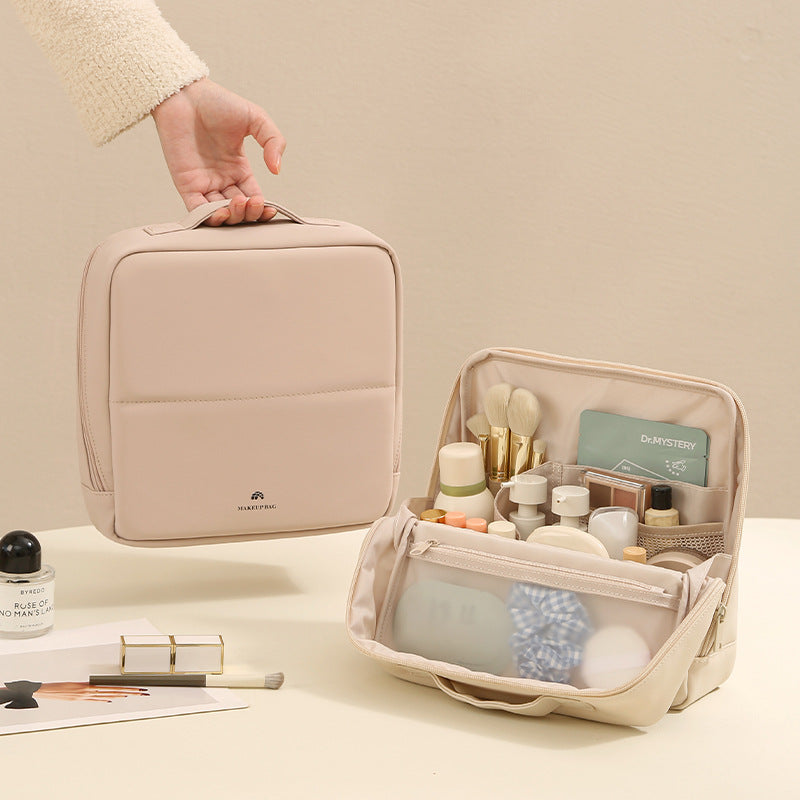 Anqin Vertical PU Cosmetic Bag – Large Capacity Travel Toiletry Bag