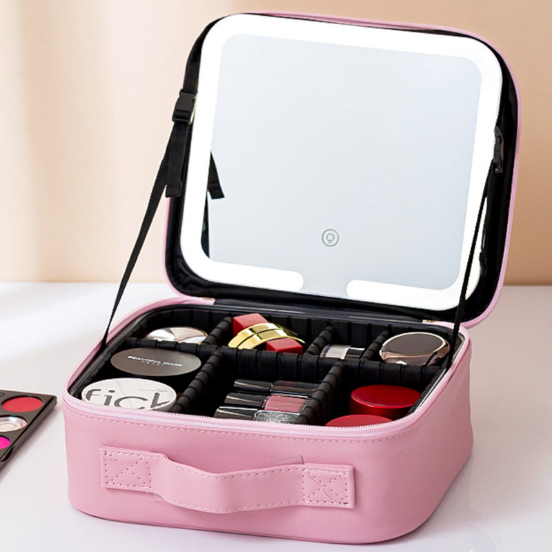 LED Lighted Cosmetic Bag with Mirror – Large Capacity & Portable