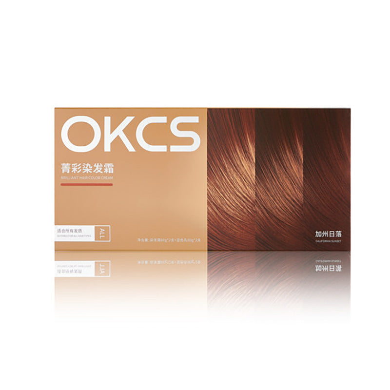 OKCS Plant Hair Dye Cream – Desert Rose Coffee, No Bleach, Gray Hair Coverage