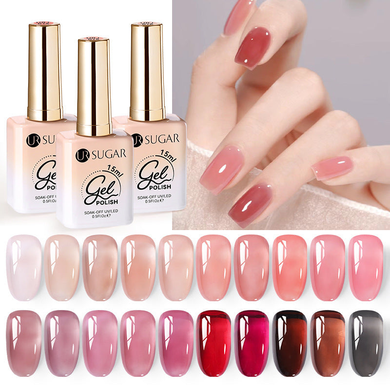 Ursugar Nude Pink Gel Nail Polish – Ice Transparent Finish