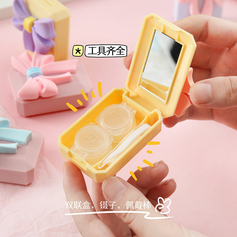 Cute Bow Contact Lens Case for Girls – Double Box Portable