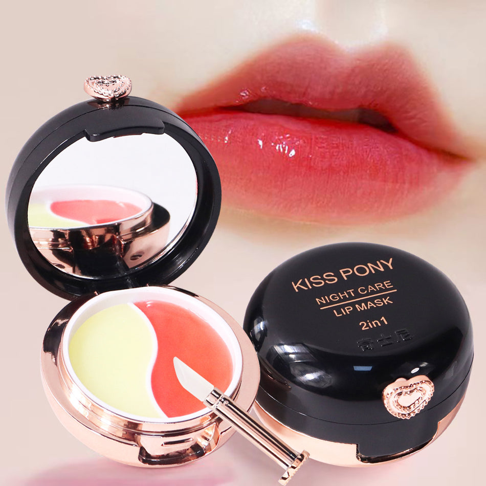 (Pack of 2 )KISSPONY Two-Color Sleep Cushion Lip Mask – Moisturizing & Exfoliating