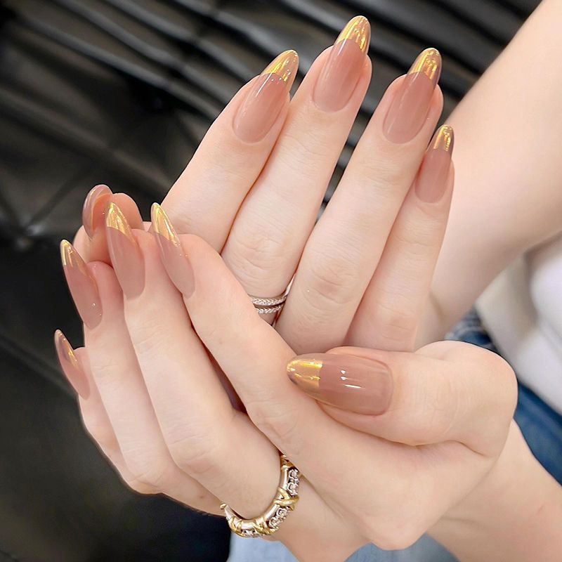 Sunset Blush French Nails – Elegant Handmade Nail Set