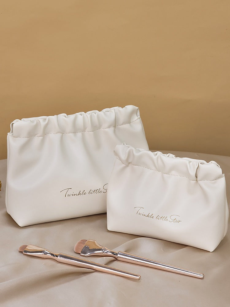 Pleated PU Travel Cosmetic Lipstick Bag