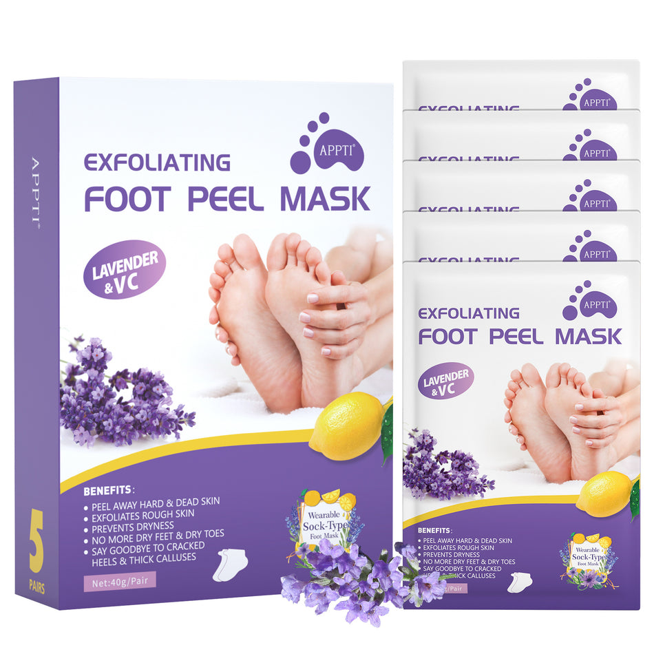 Lavender Foot Peel Mask – Deep Exfoliating & Moisturizing (Pack of 5)