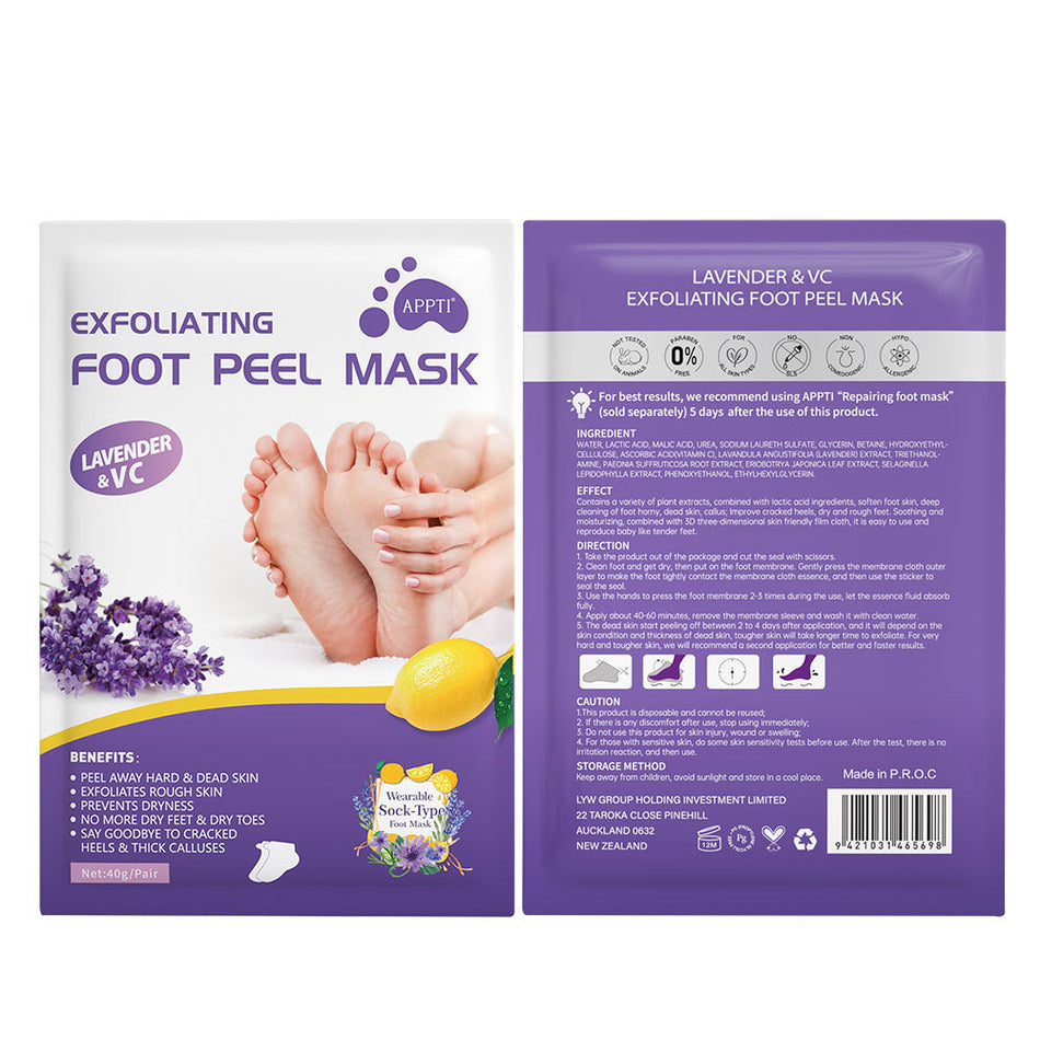Lavender Exfoliating Foot Mask – Moisturizing & Peeling Care (Pack of 3)
