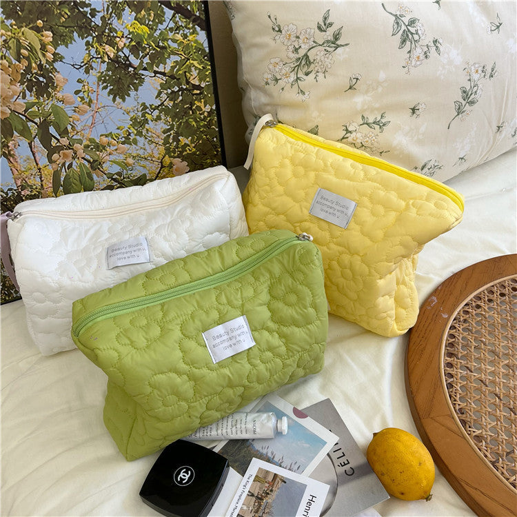 Macaron Color Soft Flower Makeup Storage Bag