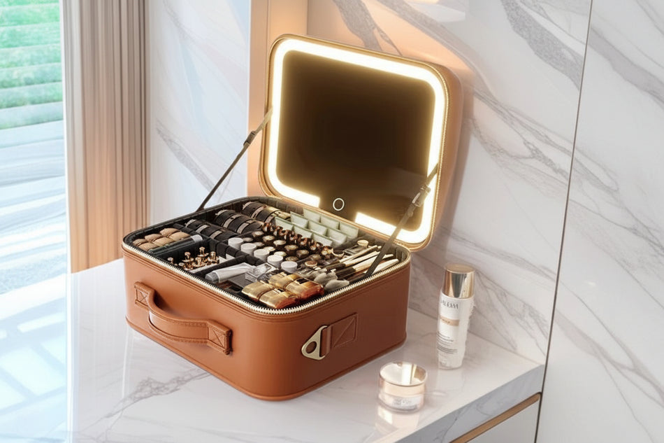 High-End LED Mirror Cosmetic Storage Case