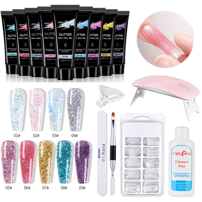 Crystal Nail Extension Set with Glitter