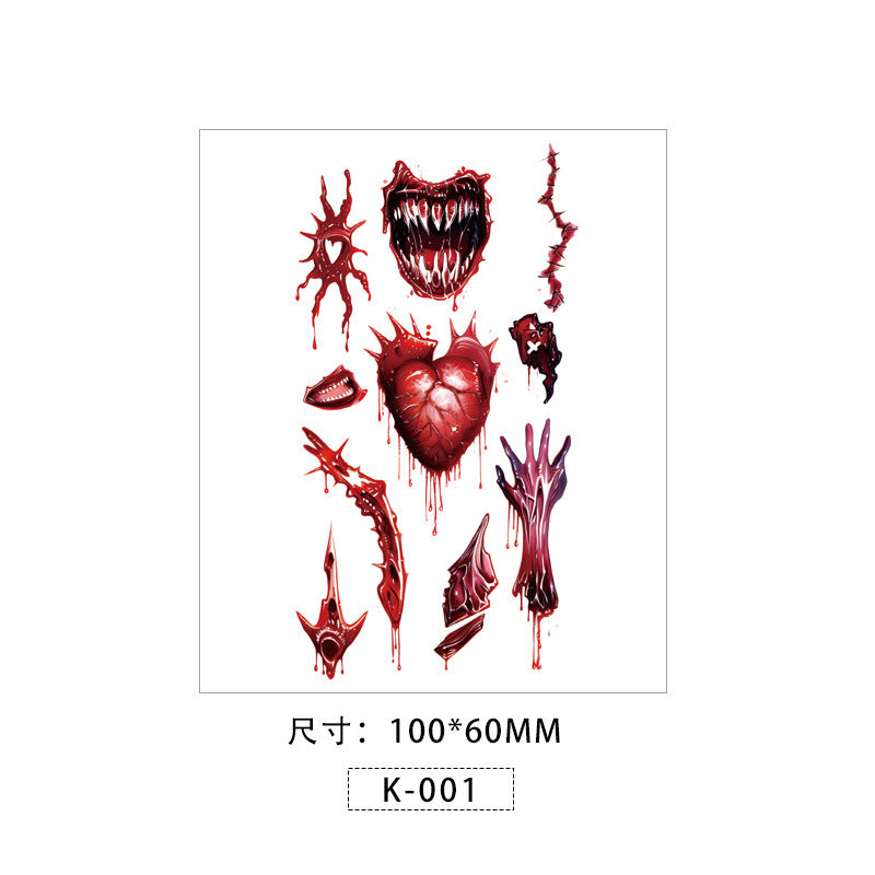 Halloween Scar Tattoo Sticker – Waterproof Horror Temporary Tattoo