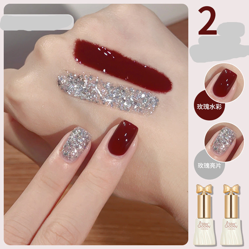 Autumn Caramel Milk Tea Nail Gel – Trendy Two-Tone Set
